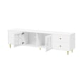 thumbnail image 5 of Harper & Bright Designs Modern TV Stand with Glass Doors for 75 inch TV, Wood TV Storage Cabinet Table with Drawers, Media Console Table with Metal Legs and Metal Handles for Living Room, White, 5 of 16