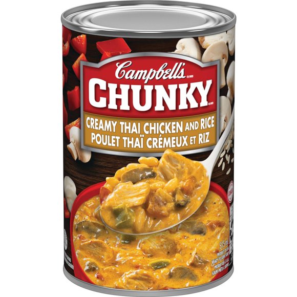 Soupe Crémeuse poulet Thai cremeux prête à servir ChunkyMD de Campbell’sMD, longue conservation