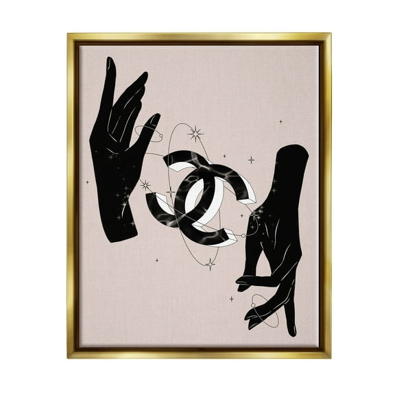 Stupell Industries Chic Hands Silhouette Surrounding Glam Fashion Emblem Graphic Art Metallic Gold Floating Framed Canvas Print Wall Art, Design by Ziwei Li