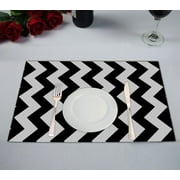 GCKG Stripe Placemat,Black White Chevron Zigzag Stripe Pattern Table Placemat 12x18 Inch Set of 2
