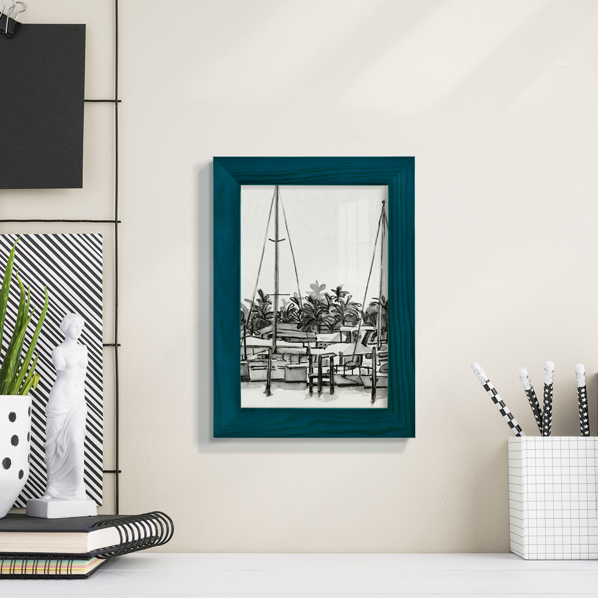 Neutral Tropics II - Framed Print w/glass - Ocean Blue