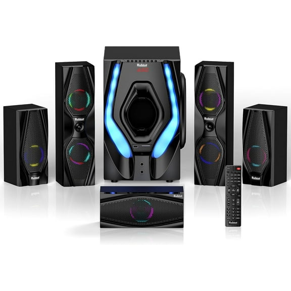 5.1 Channel Surround Sound Bluetooth Speaker System,Home Theater System，1200 Watts Peak Power 10" Subwoofer Audio Stereo Speakers Strong Bass with ARC Optical AUX Bluetooth Input