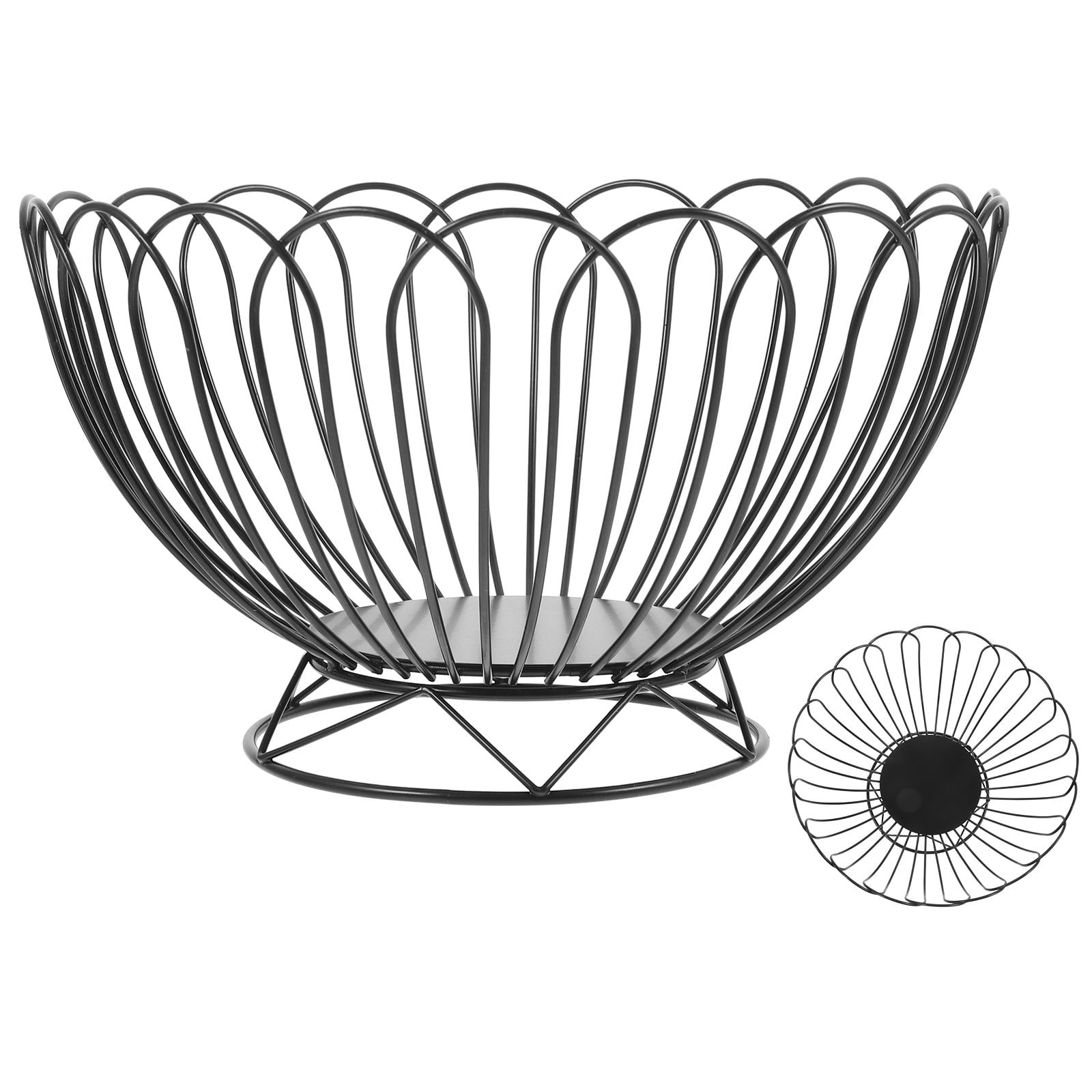 ELAYARD Black Metal Wire Fruit Basket, High Footed, Ideal for Home Use,