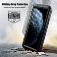 thumbnail image 4 of iPhone 11 Pro Coque Étanche en Métal Robuste avec Écran Intégré Protection Complète Antichoc Antichoc Robuste Grade Militaire, Noir, 4 of 8