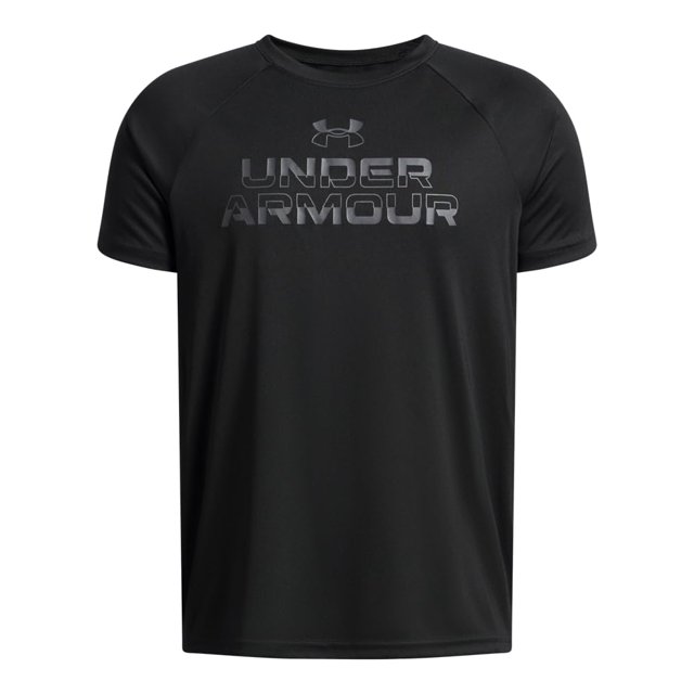 Remera Under Armour Tech para Niños Secado Rápido Negra Mediana