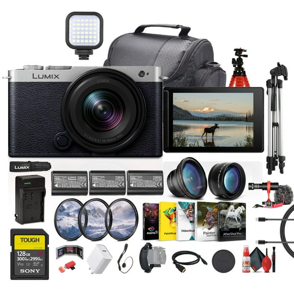 Panasonic Lumix S9 Full Frame Mirrorless Camera with 18-40mm f/4.5-6.3 Lens, Compact, Lightweight (Silver) (DC-S9NK)   160GB CFexpress Memory Card   Monitor   Tripod   Photography Software   More