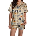 thumbnail image 4 of XINPING Halloween Pajama Set Whimsical Halloween Printed Pajama Notched Collar and Short Sleeves Cozy Home Loungewear In Short Pants for Fall and Holidays XL, 4 of 8