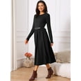 thumbnail image 2 of DARING DIVA Midi Dress Crewneck Long Sleeve Flowy Dress S Black, 2 of 6