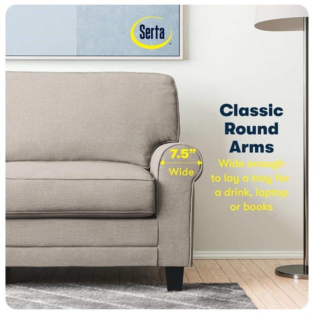 Bowery Hill 61" Rolled Arm Loveseat Sofa with Removable Covers Light Gray