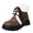 1Brown, variant on Women's Platform Snow Boots Fuzzy Warm Waterproof Round Toe Vintage PU Leather Lace up Cute Winter Short Booties
