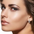 thumbnail image 3 of 0.90 Carat Blue Topaz Gemstone Hoop Huggie Earrings 14K Solid White Gold, 3 of 3