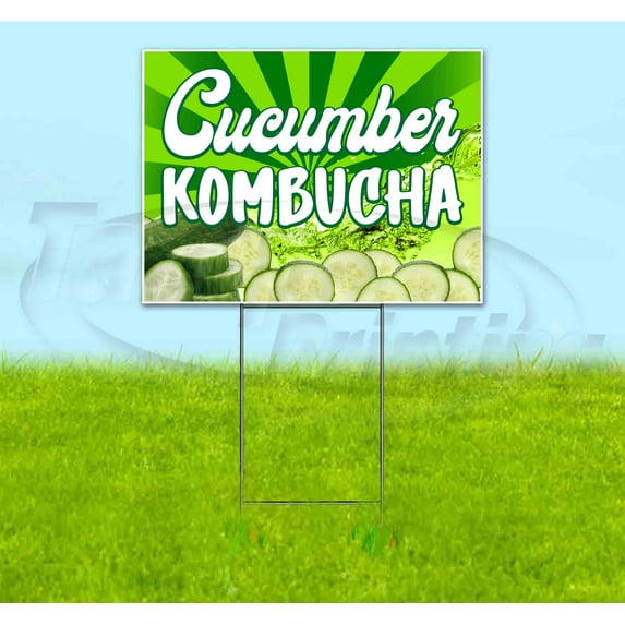 Cucumber Kombucha (18"" X 24"") Yard Sign, Includes Metal Step Stake
