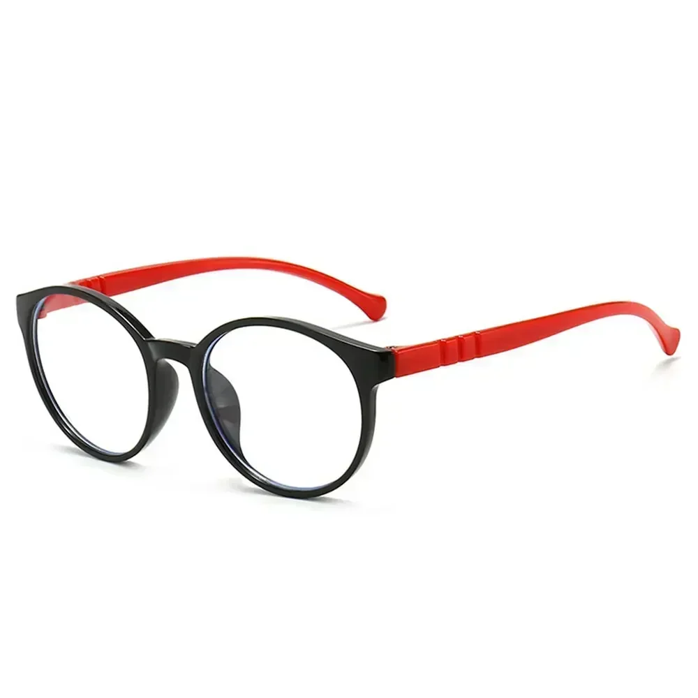 Kids Anti-blue Light Glasses Children Boys Girls Transparent Round Computer Goggles Eye Protection Ultralight Frame Eyewear Black Red