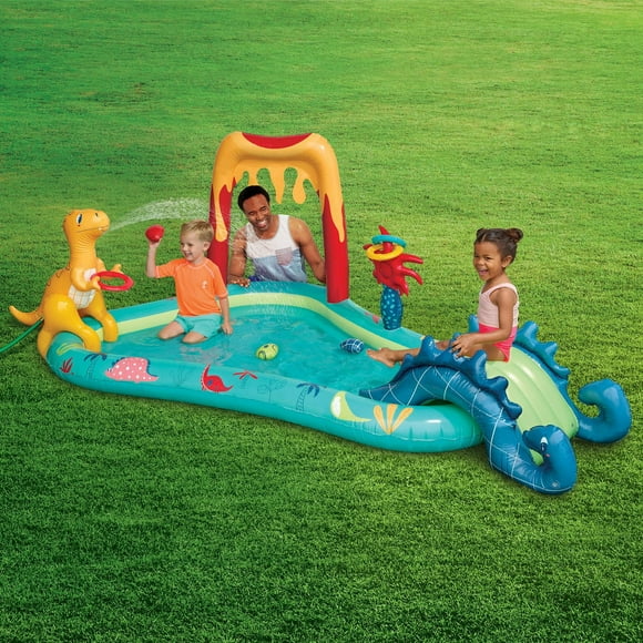 Bluescape Dino Play Center, Soft water slide with inflatable games & toys, Built-in water sprayer, Age: 2+