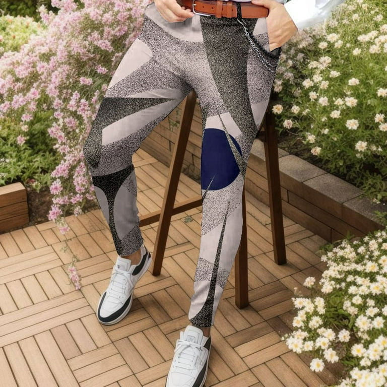 YUHAOTIN Joggers for Men Zipper Pockets Men's Slim Fit Business Pants  Fashion Plaid Dress Pants Casual Work Long Trousers,Grey