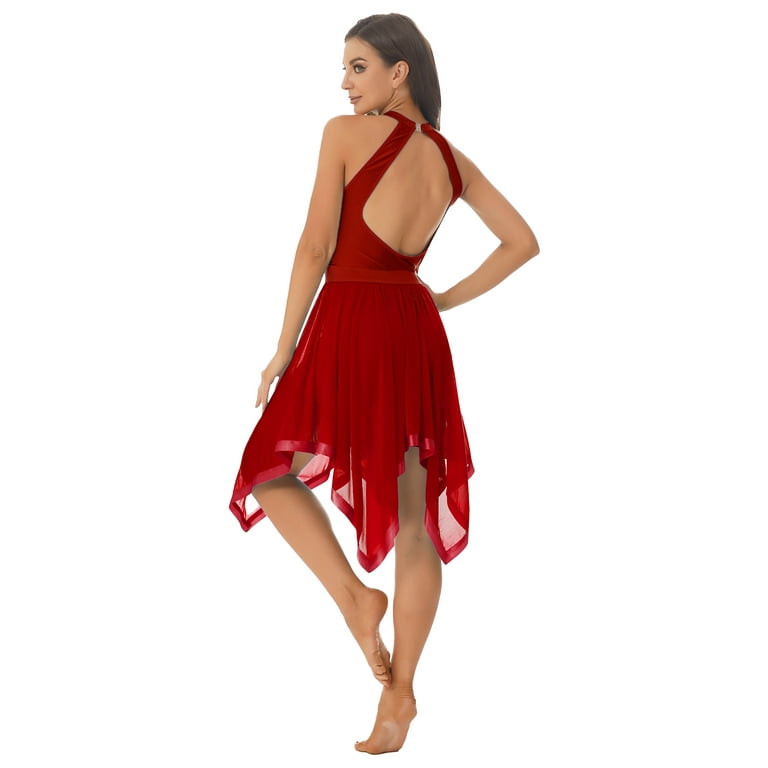 何でも揃う Women's inhzoy Lyrical Halter Sequins Dress Dance Ballet Clothing
