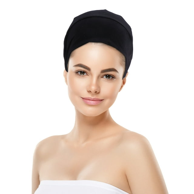 DEEPCRAFF Hair Wraps for Sleeping Black Cotton 1Pcs Elastic Design for Women Adults