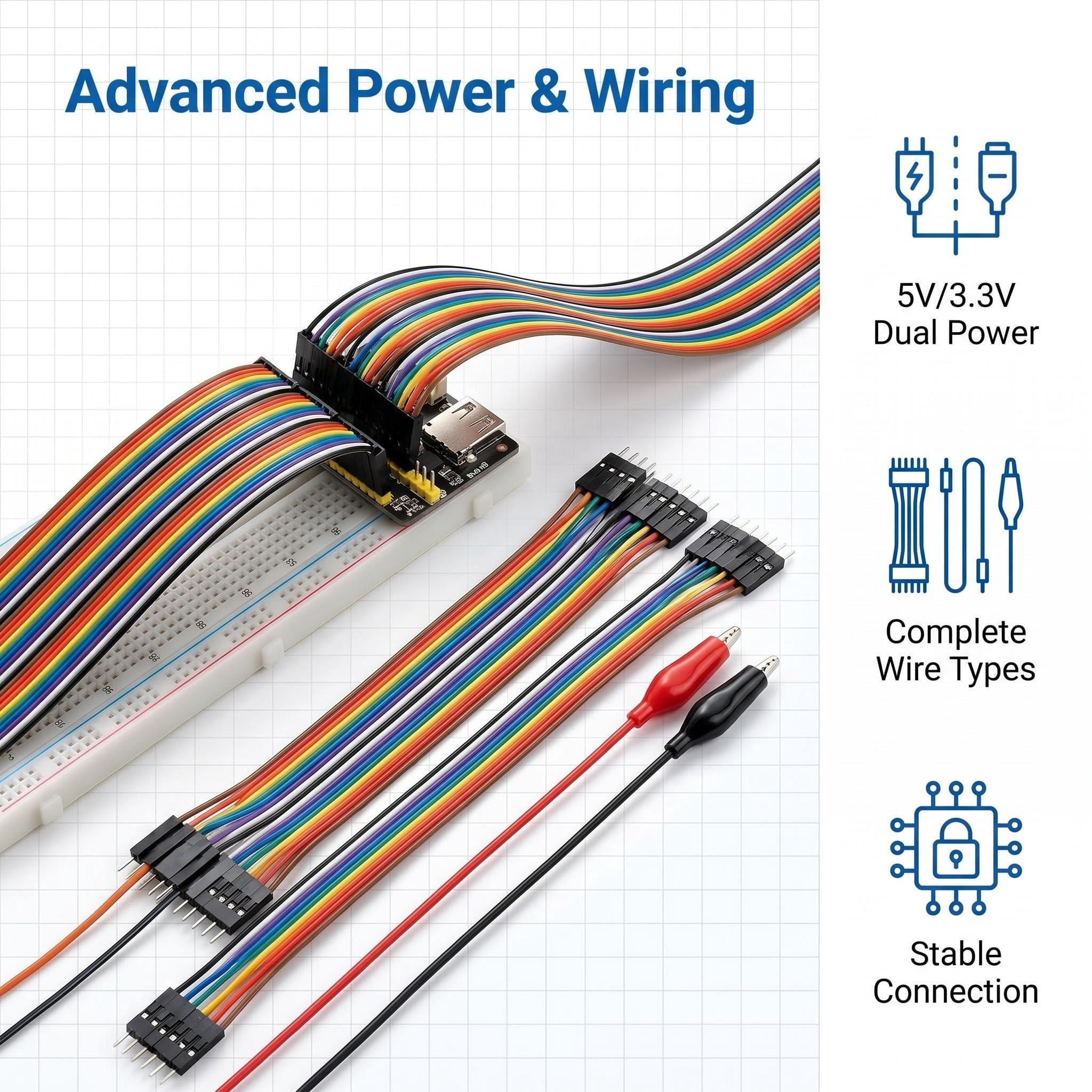 CREHNIL Solderless Breadboard Kit with Jumper Wires, Power Module, Tweezers & Storage Box