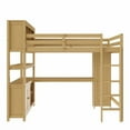 thumbnail image 4 of Queen Size Loft Bed, Space Saving Wooden Loft Bed with Wardrobe, Desk and Bookshelf, Multi Functional Storage Loft Bed Frame for Bedroom, Natural, 4 of 18