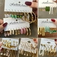 thumbnail image 3 of EOEMY Women Gold Plated Butterfly Hoop Earrings Hoop Stud Snake Pearl Resin Jewelry-23 Butterfly 5Pairs, 3 of 9