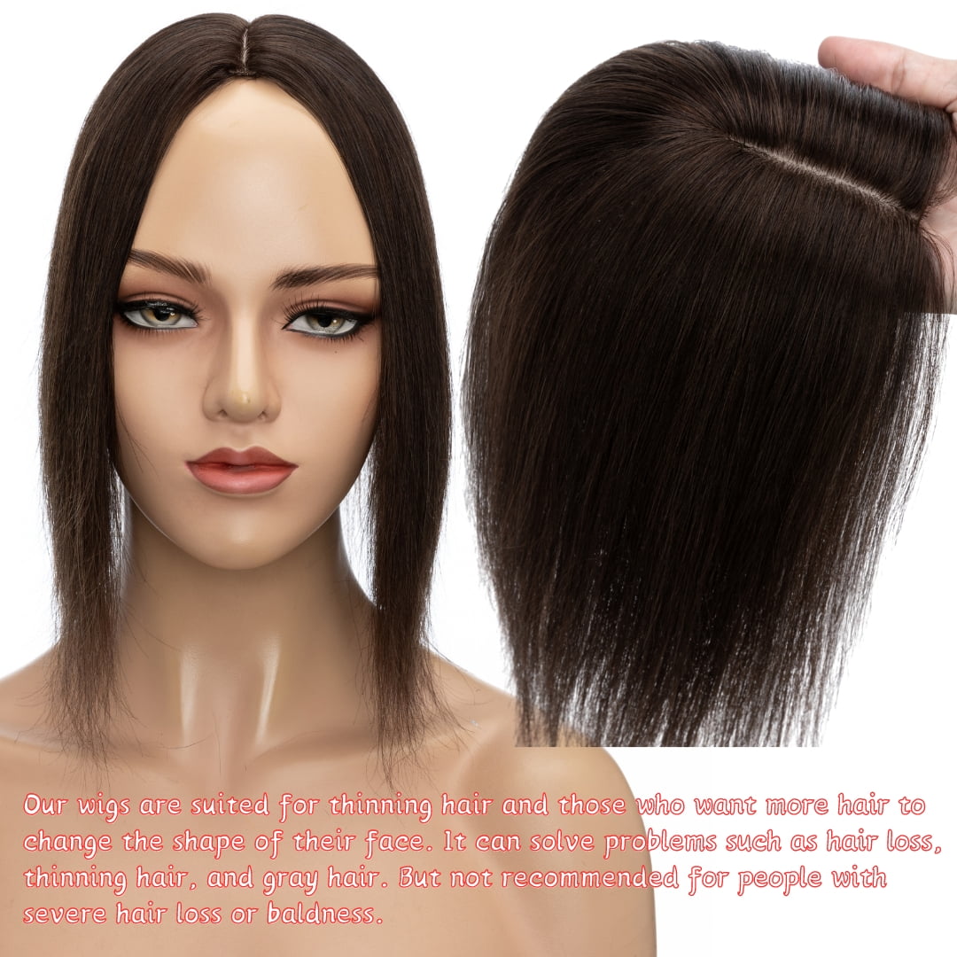 Clip In Hair Extensions 100% Remy Real Human Hair Piece Top Piece Toupee Woman's Topper For Thin Hair Hairpiece For Hair Loss Cover Russian Hair 6-18 inch Brown