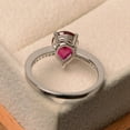 thumbnail image 2 of Natural Ruby Engagement ring, ruby ring, pear cut red gemstone, July birthstone, sterling silver ring, 2 of 3
