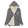 thumbnail image 4 of VBVC No Boundarie Women's Sherpa Lined Hoodie Jacket,Ladies Winter Oversized Sweatshirts,Thick Zip Up Coat For Women,Gray,Size M, 4 of 7