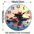 thumbnail image 3 of Creowell Round Wooden Wall Clock Flowers Rocks Water Print 10 Inch 10x10in, 3 of 8