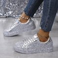 thumbnail image 2 of Wyzesi Espadrilles Rouges pour Femmes en Cuir Chaussures à Paillettes Grande Taille pour Femmes Lacets avant Commerce Extérieur Chaussures Plates Tête Ronde Bas Sport Mode Tendance, 2 of 9