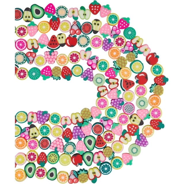 Cuentas de arcilla polimérica con forma de frutas, cuentas sueltas de arcilla polimérica mixta de colores.