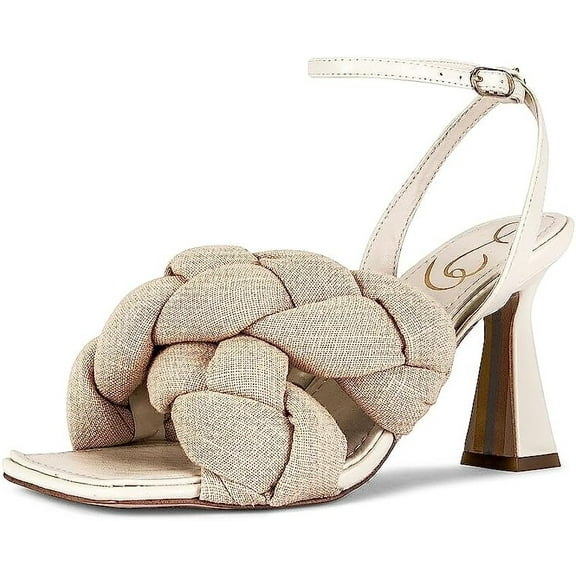 Sam Edelman Courtney Sand Braid Straps Ankle Strap Spool Heeled Dress Sandals (SAND, 9)