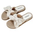 thumbnail image 2 of Alpargata de paja de imitación, sandalias para mujer, pantuflas de mujer con tacón plano y playa plana floral Wmkox8yii  ytu6890, 2 of 4