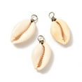 thumbnail image 2 of 100 pc Natural Cowrie Shell Pendants Shell Charms with Eco-Friendly Copper Wire Platinum 24~30x14~17x5~9mm Hole: 4mm, 2 of 4
