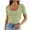 Green, variant on Women's 2025 Short Sleeve Square Neck T Shirts Slim Fitted Summer Ribbed Knit Basic Casual Tee Tops