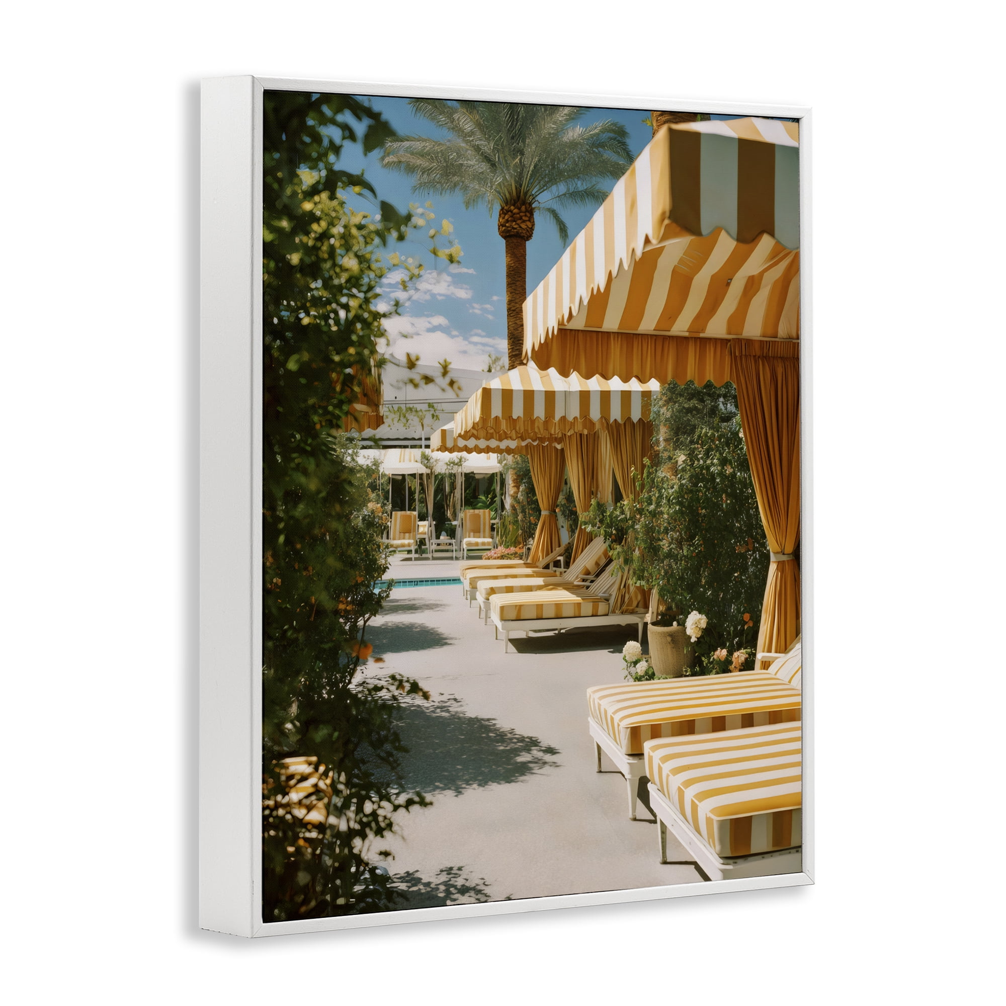 Stupell Industries Vintage Cabanas at Poolside White Framed Giclee Art, design by Franklyn Gregory