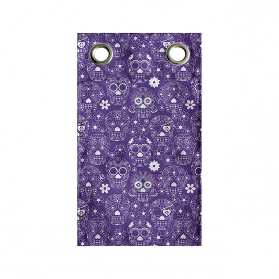 Bones Hanging Pocket Organizer, Day of the Dead Thematic Composition of Flowers and Sugar Skulls Spooky, Printed Polyester Storage Bag with Pockets, 9" x 27", Violet and White