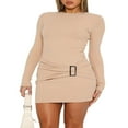 thumbnail image 1 of Robe Pull Torsadée en Métal avec Manches Longues Bodycon Fit, 1 of 6