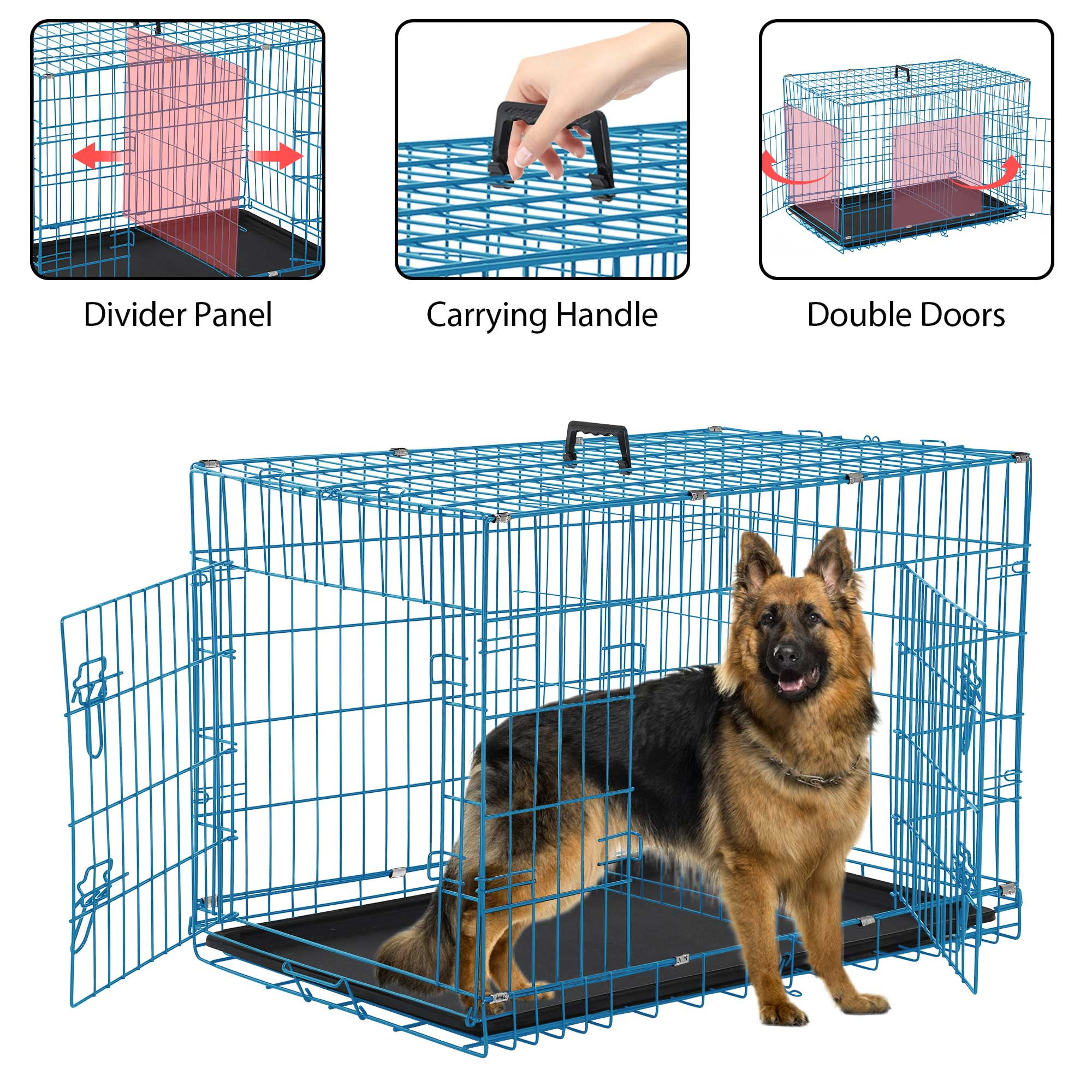 YRLLENSDAN 42 inch Dog Crates and Kennels for Big Dog, Foldable Large