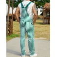 thumbnail image 2 of Overalls for Men Work Bibs Coveralls Stretchy Romper Fashion Jumpsuit Festival Outfit(Green Striped,M), 2 of 8