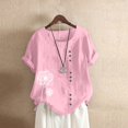 thumbnail image 2 of Plus Size Tops For Womens Casual Loose Button Linen Plus Size Daily Boho Tanic T-Shirt Blouse Tops, 2 of 5