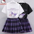thumbnail image 2 of Kuromi-Falda plisada de manga corta Y2K Sanrios, traje bonito de Anime Kawaii para estudiantes, holgado, informal, suave, cómodo, femenino gym unisex, 2 of 2