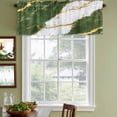 thumbnail image 4 of Green Marble Valances for Windows, Decorative Rod Pocket Window Valance Curtains, Luxury Gold White Abstract Cracks Artwork Short Curtain Drapes for Kitchen/Living Room, 2 Panels, 60" W x 18" L, 4 of 8