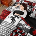 thumbnail image 4 of Castle Fairy Sport Motorcycle Motocross Twin Bedding Sets 7-Piece for Teens,Black Red Grey Plaid Grid Bedding Comforter Set Microfiber,Vintage Speed Dirt Bike Breathable Sheet Sets, 4 of 8