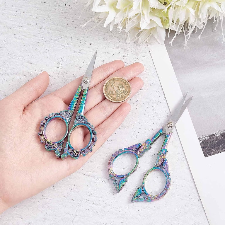 1 Pair Mini Sewing Scissors – Vintage Stainless Steel Embroidery Scissors For Tailoring, Craft & DIY (Multiple Designs)