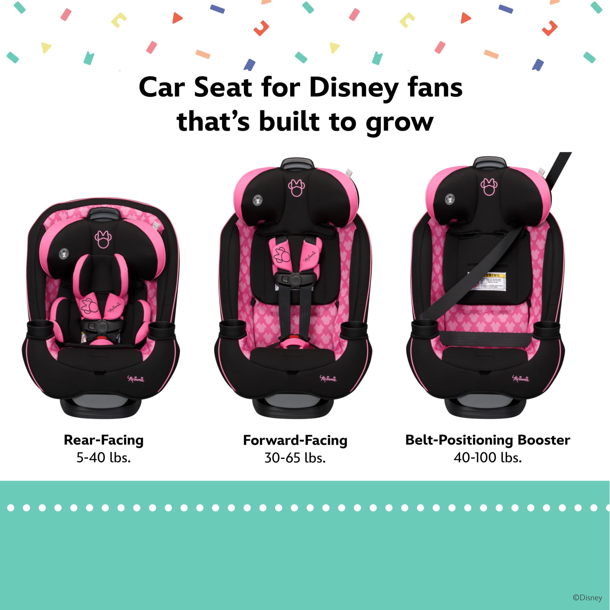 Disney Baby Grow and Go All-in-One Convertible Car Seat, Simply Minnie