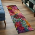 thumbnail image 3 of Colorful Dahlia Runner Rugs 2x6 ft Modern Abstract Red Orange Flower Oil Painting Style Washable Hallway Rugs Non-Slip Floor Mats Absorbent Bedside Runners for Bedroom Kitchen Bathroom Laundry Room, 3 of 9