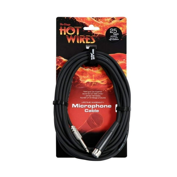 On-Stage Câbles Chauds XLRF à HiZ pour Microphone, 25 Pieds