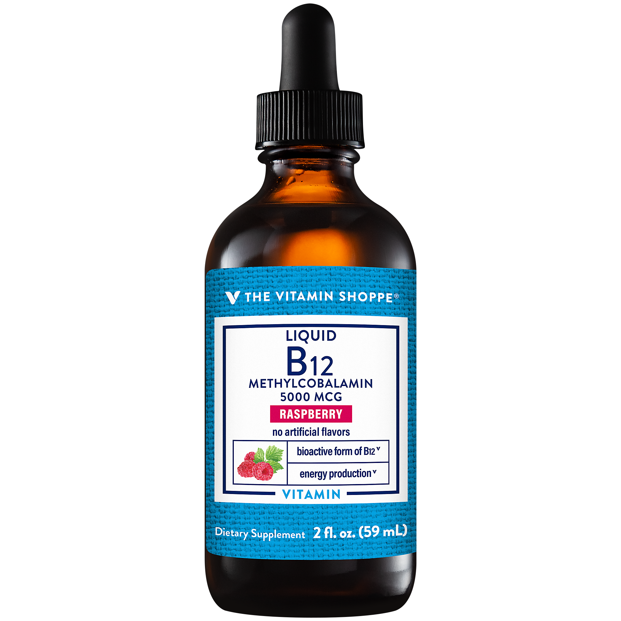 Liquid B12 Methylcobalamin Energy Production 5,000 MCG Raspberry