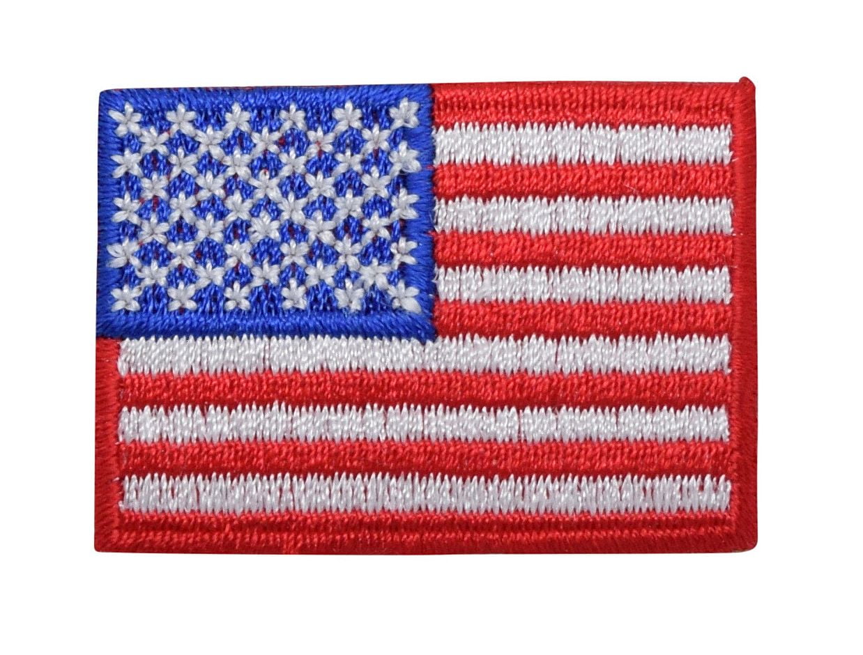 LOT of 2 AMERICAN FLAG EMBROIDERED PATCH iron-on BLACK RED USA UNITED STATES new 