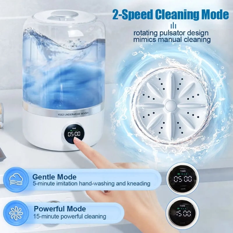 Travel Washer Rechargeable 4000mAh Battery Washer Underwear Cleaner For Underwear Camping Apartment Space Saving